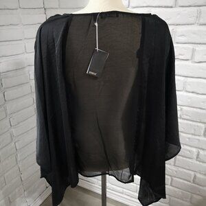 NWT Fylo Ladies Black Loose Fit Size Medium Tank with Attached Cape Coverup